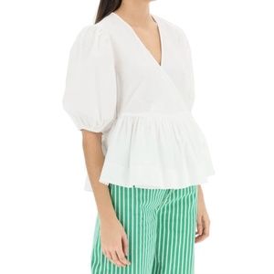 Ganni V-Neck Wrapped Blouse NWT